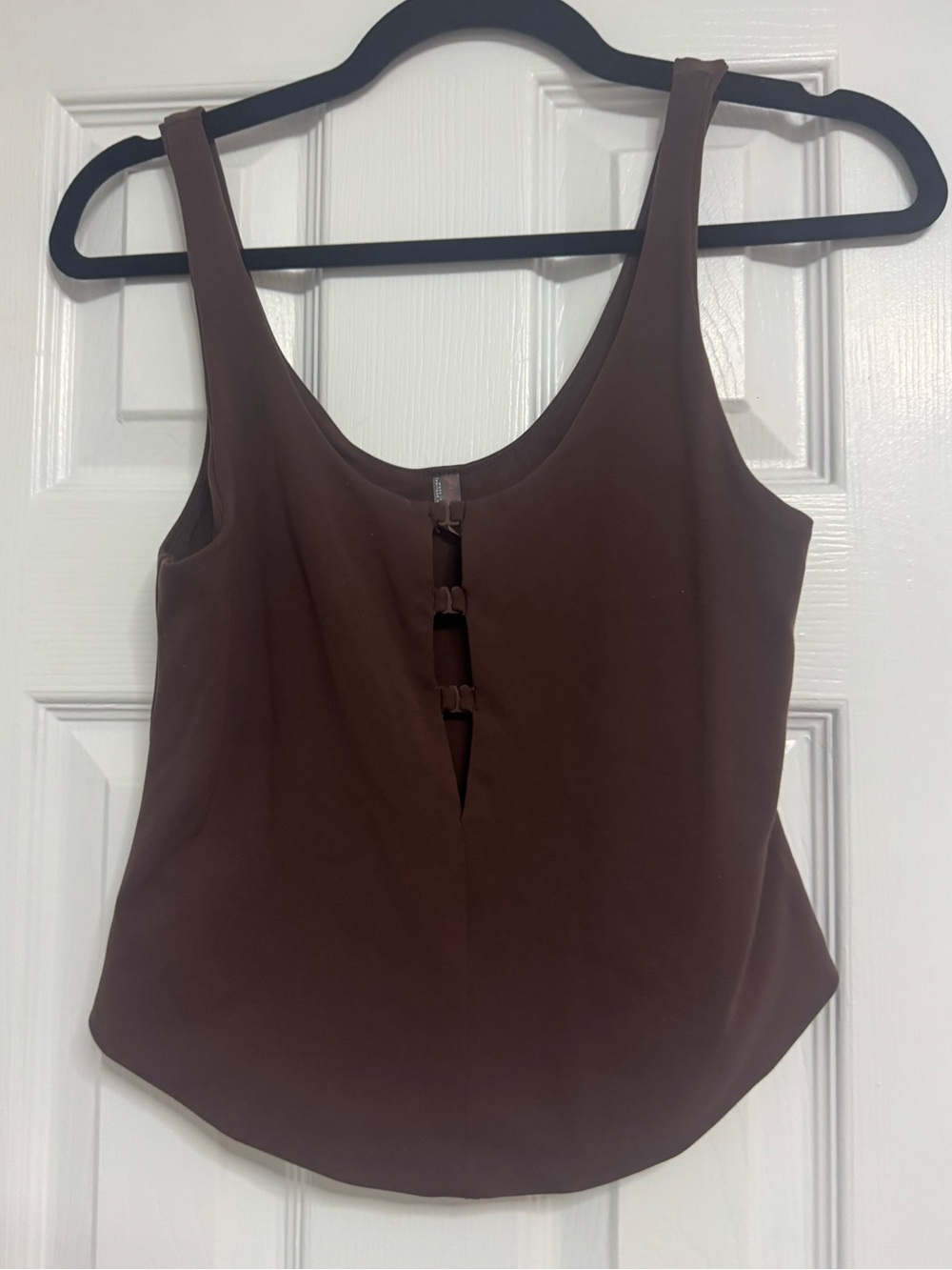 FP Movement by Free People Chocolate Brown Scoop Tank with Front Clasp